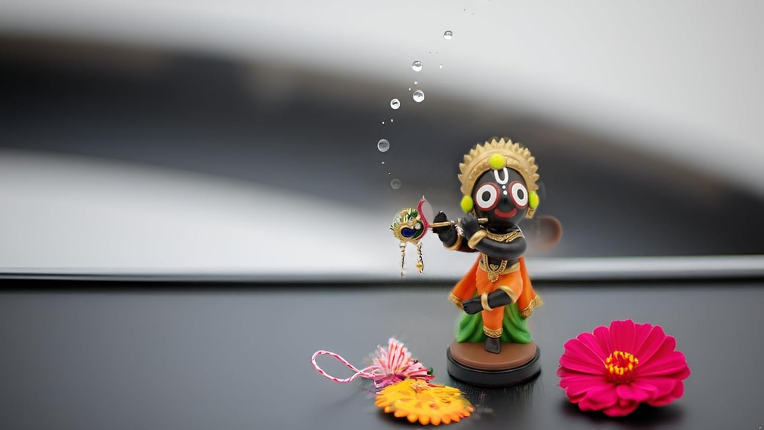 Handcrafted Lord Jagannath Idol with Flute (10 cm) | Premium Resin Murti for Home Temple, Car Dashboard, Pooja & Spiritual Gifting | Decorative Showpiece