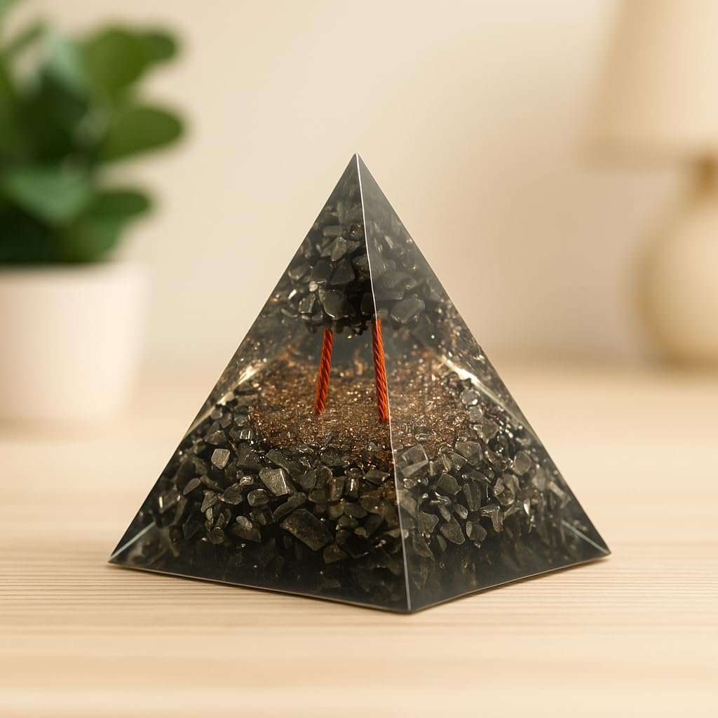 Natural Pyrite Crystal Pyramid | Certified Original Stone | 8 cm Height | Polished Gold Finish | Wealth & Abundance Stone | Energy Generator for Prosperity, Protection & Vastu Correction