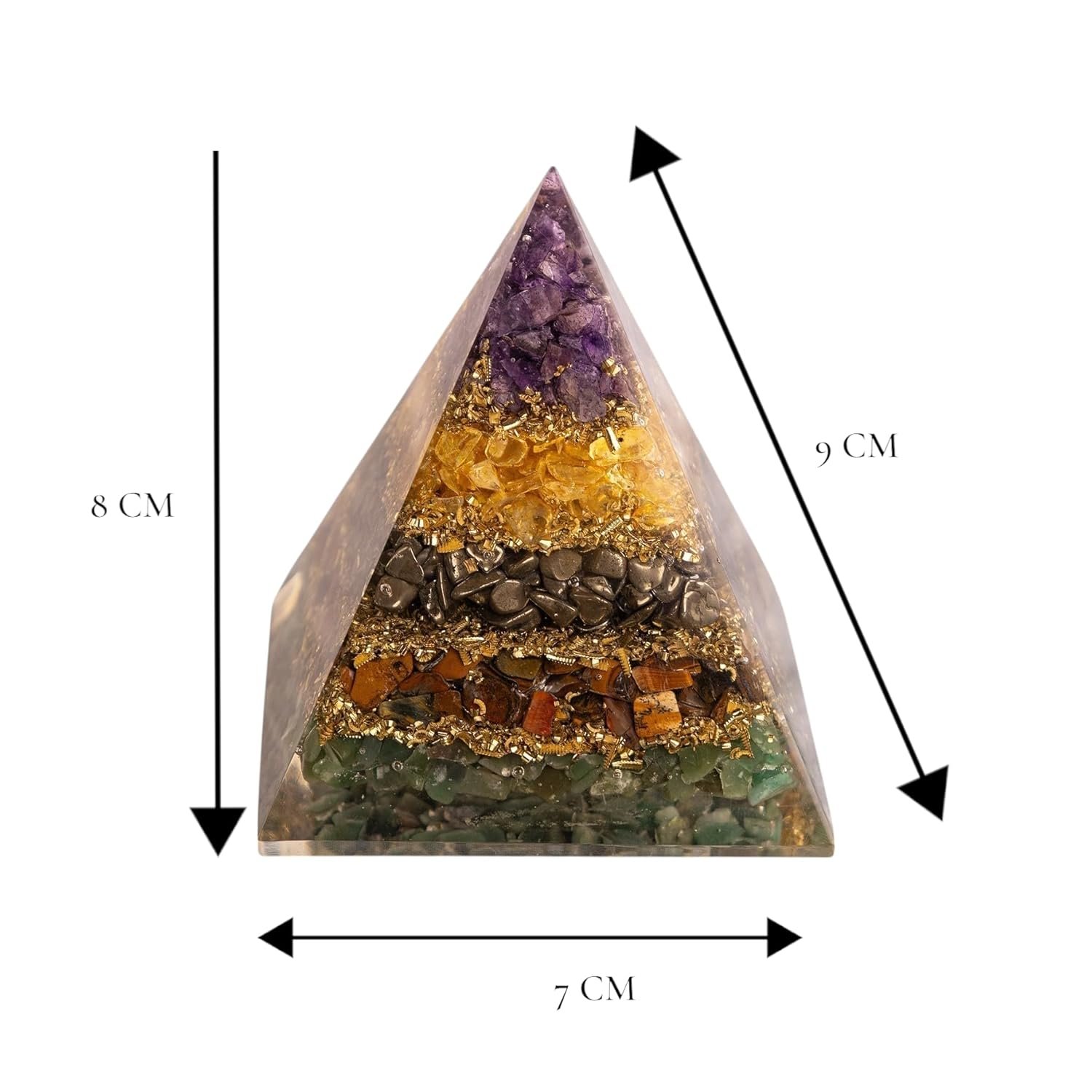 Money Magnet Pyramid | 7 Chakra Orgone Crystal Energy Generator | 8 cm Vastu Pyramid for Wealth, Success & Positive Energy | Spiritual Decorative Showpiece for Home & Office