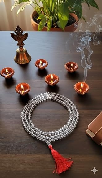 Certified Sphatik Crystal Jaap Mala (108+1 Beads) | Natural Quartz Rosary for Pooja, Meditation & Chanting | Spiritual Healing Mala for Men & Women - Copy