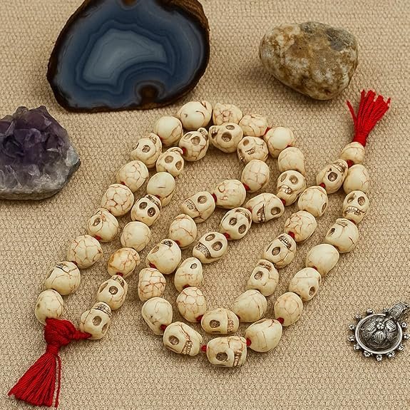 Mund Mala for Puja Mantra Jaap | Kapal Mala for Kali Maa | Certified 108+1 Beads | Unisex Adults