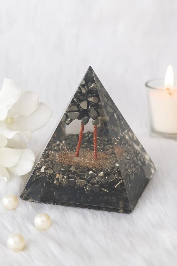 Natural Pyrite Crystal Pyramid | Certified Original Stone | 8 cm Height | Polished Gold Finish | Wealth & Abundance Stone | Energy Generator for Prosperity, Protection & Vastu Correction