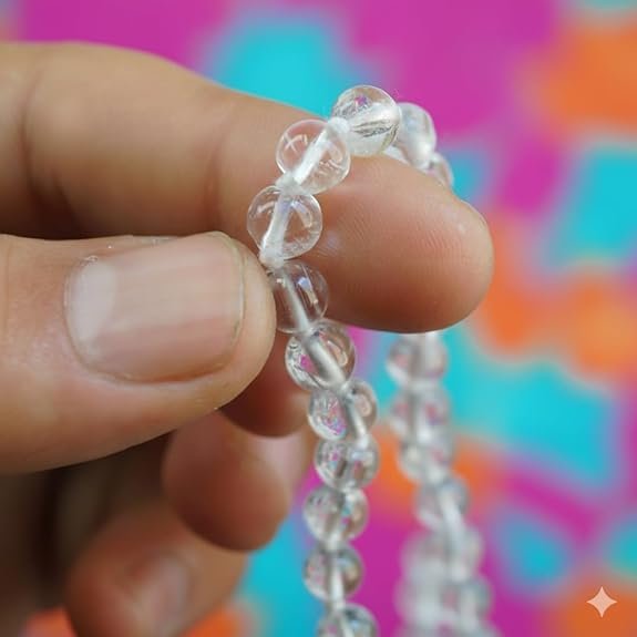 Certified Sphatik Crystal Jaap Mala (108+1 Beads) | Natural Quartz Rosary for Pooja, Meditation & Chanting | Spiritual Healing Mala for Men & Women - Copy