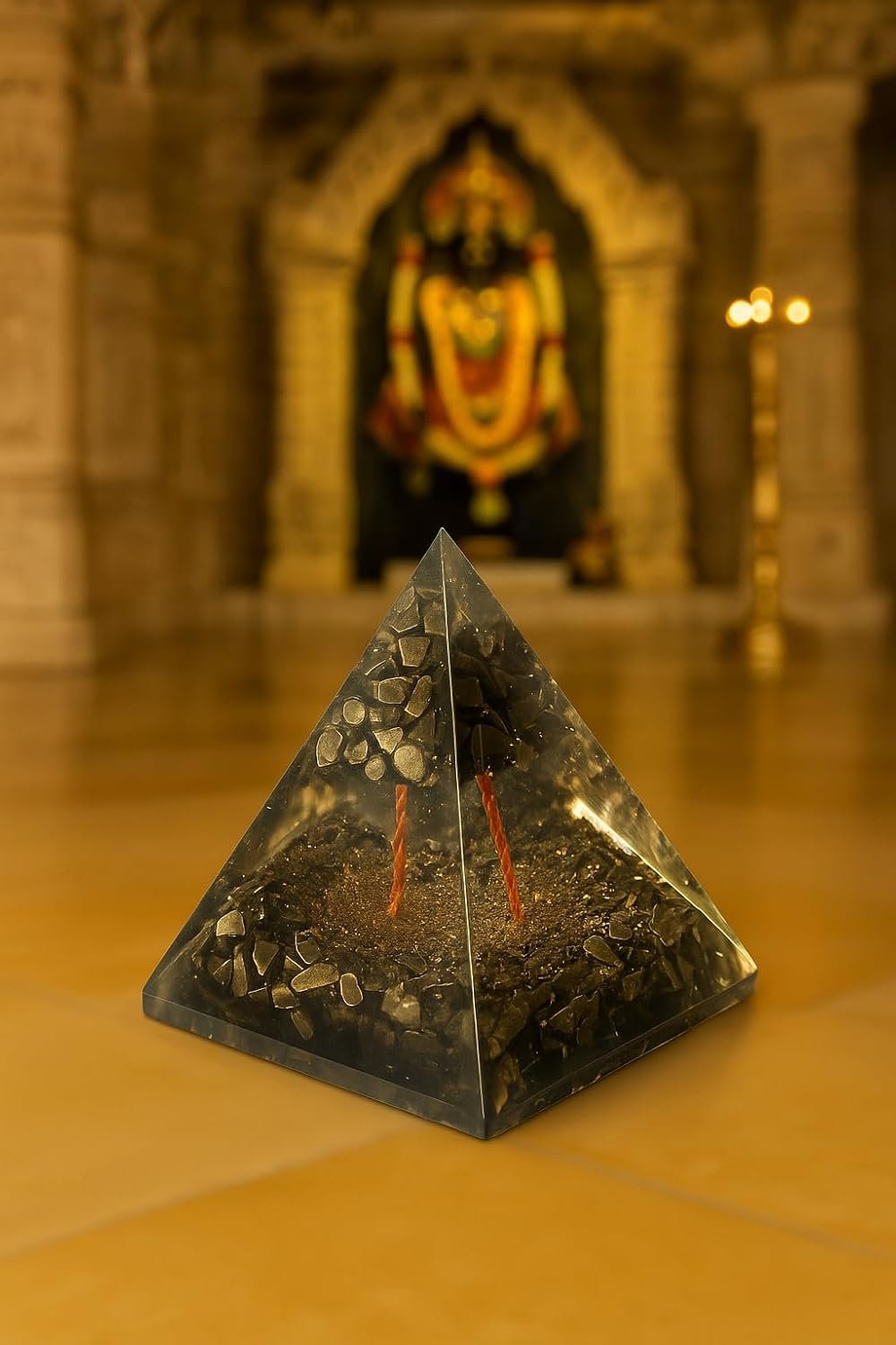 Natural Pyrite Crystal Pyramid | Certified Original Stone | 8 cm Height | Polished Gold Finish | Wealth & Abundance Stone | Energy Generator for Prosperity, Protection & Vastu Correction