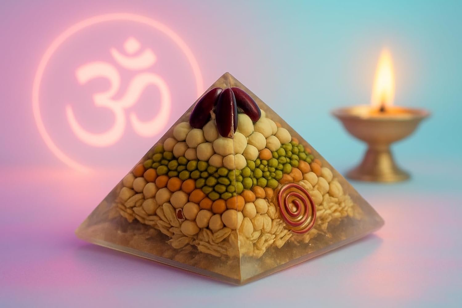 Original Annapurna Pyramid for Food, Prosperity, Vastu Correction & Well-Being | Annapurna Devi Blessed Energy Generator Grains Filled Orgonite Vastu Pyramid | 3 Inch