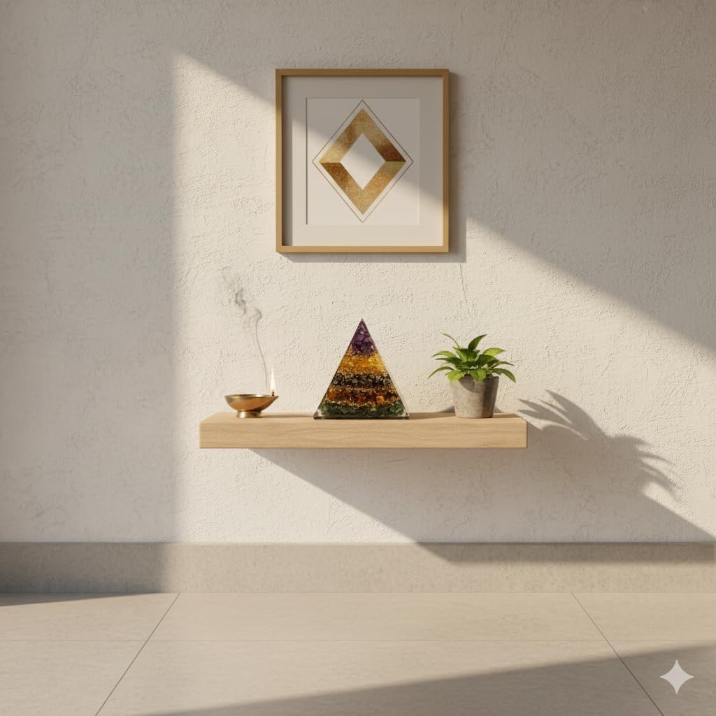 Money Magnet Pyramid | 7 Chakra Orgone Crystal Energy Generator | 8 cm Vastu Pyramid for Wealth, Success & Positive Energy | Spiritual Decorative Showpiece for Home & Office