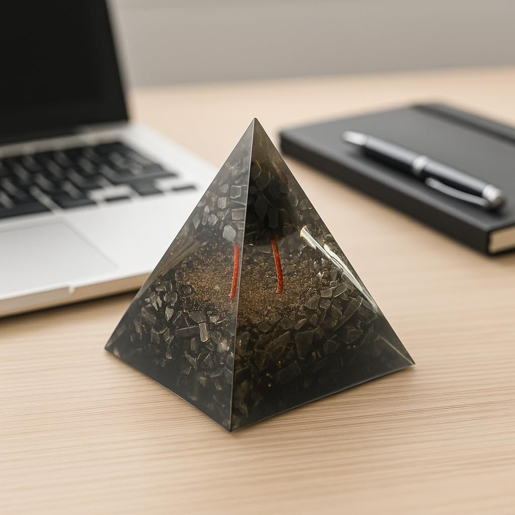 Natural Pyrite Crystal Pyramid | Certified Original Stone | 8 cm Height | Polished Gold Finish | Wealth & Abundance Stone | Energy Generator for Prosperity, Protection & Vastu Correction