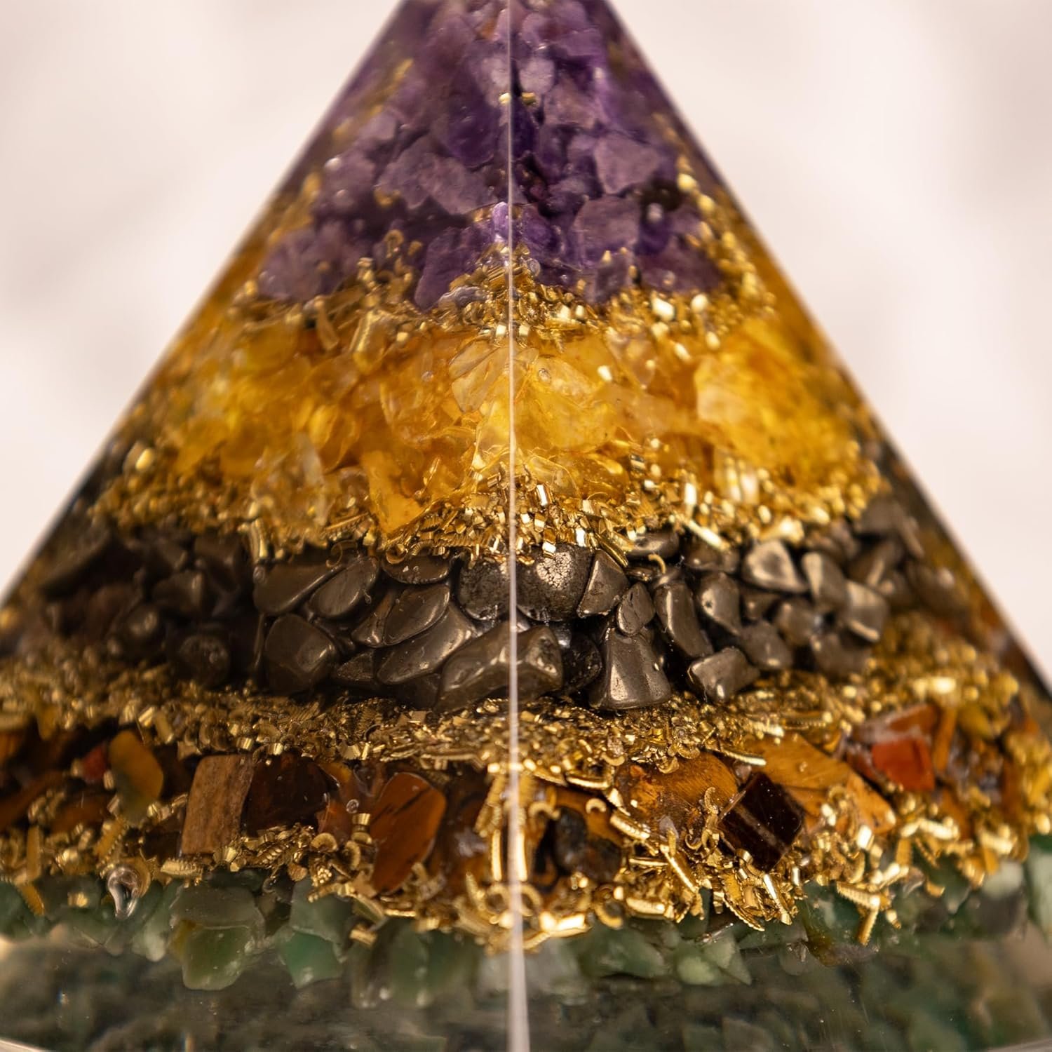 Money Magnet Pyramid | 7 Chakra Orgone Crystal Energy Generator | 8 cm Vastu Pyramid for Wealth, Success & Positive Energy | Spiritual Decorative Showpiece for Home & Office
