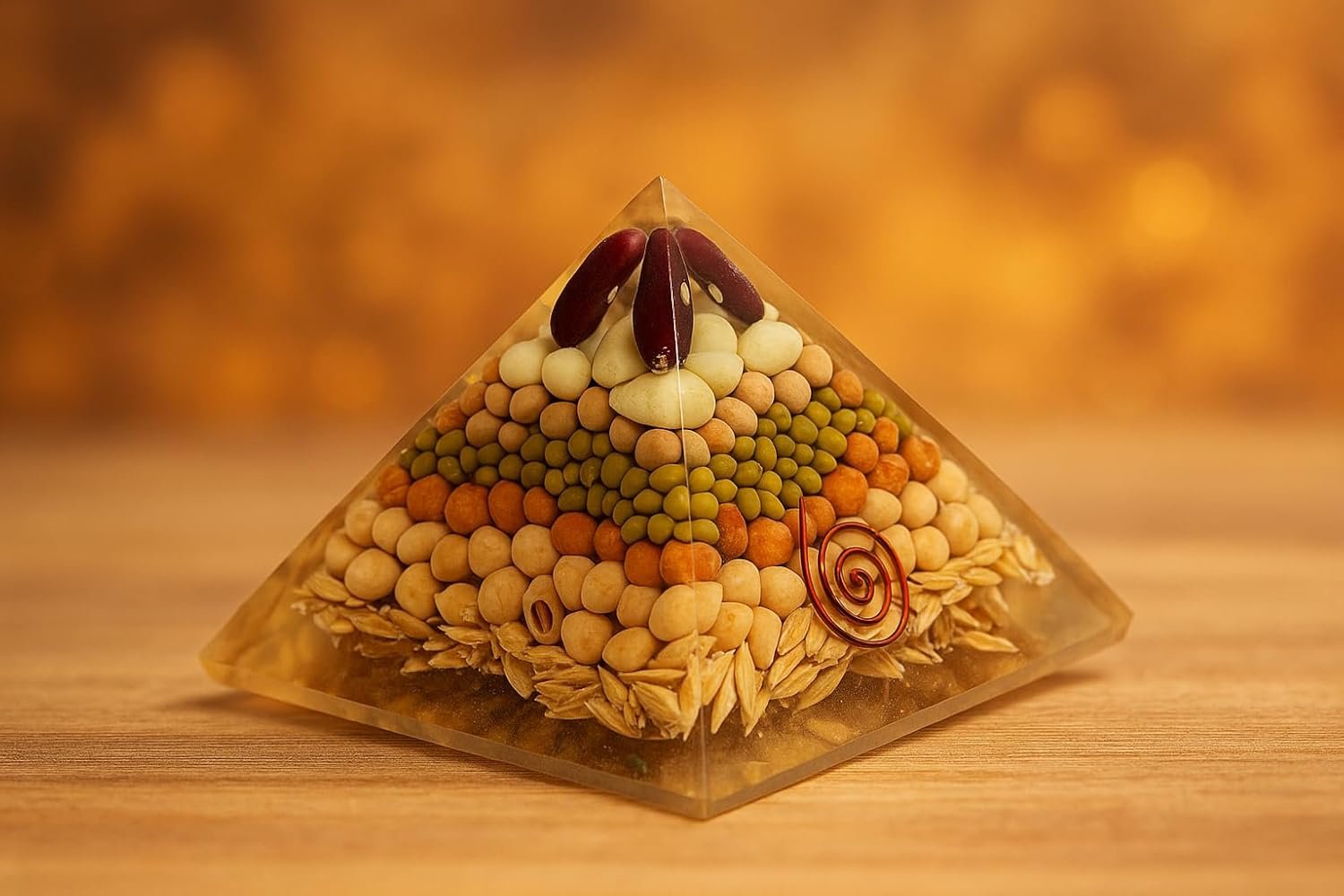 Original Annapurna Pyramid for Food, Prosperity, Vastu Correction & Well-Being | Annapurna Devi Blessed Energy Generator Grains Filled Orgonite Vastu Pyramid | 3 Inch