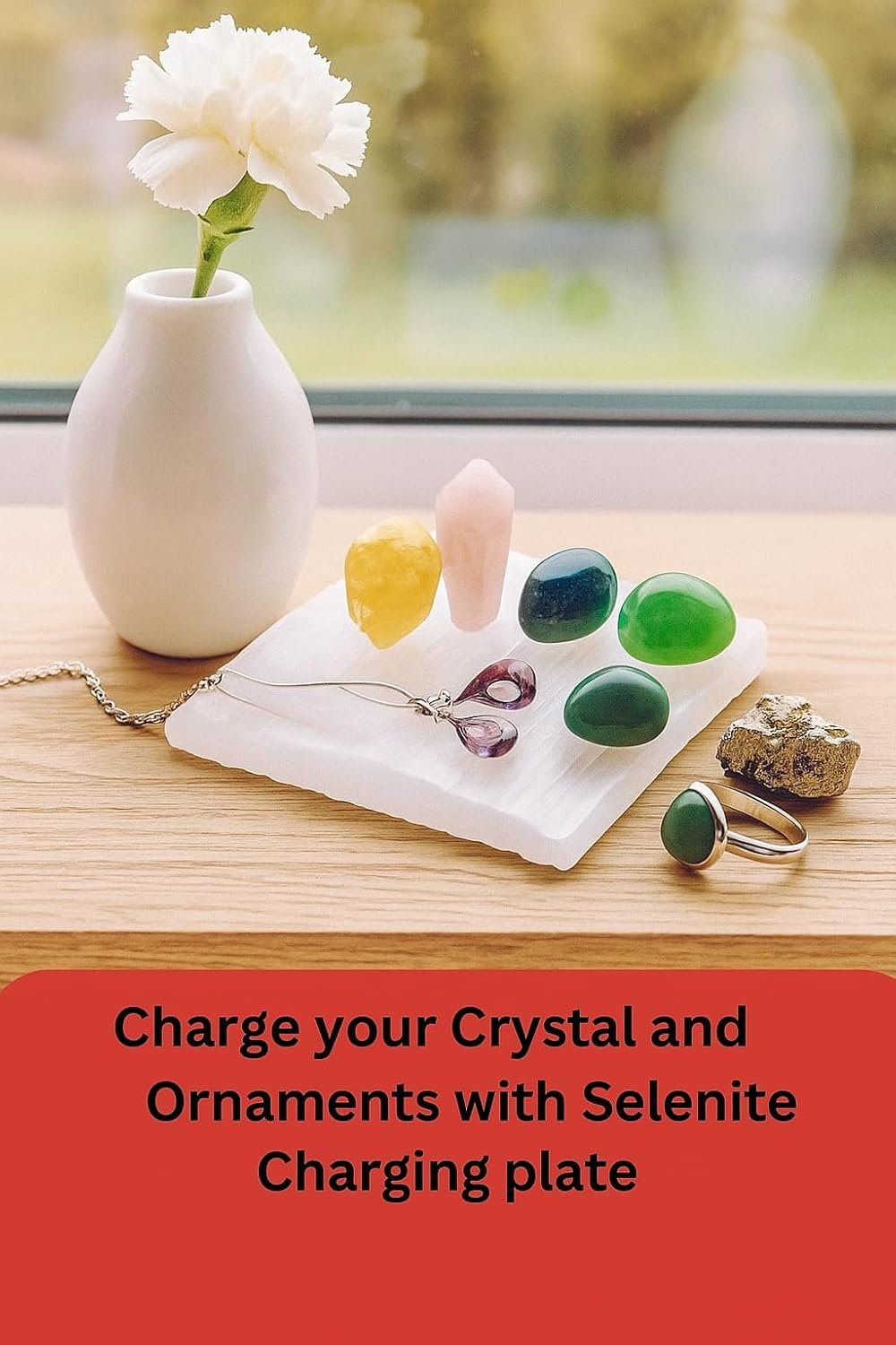 Natural Selenite Crystal Charging & Cleansing Plate | Recharging Energy Plate for Bracelets, Stones & Jewelry | Spiritual Décor for Peace, Clarity & Positive Aura (8 cm)