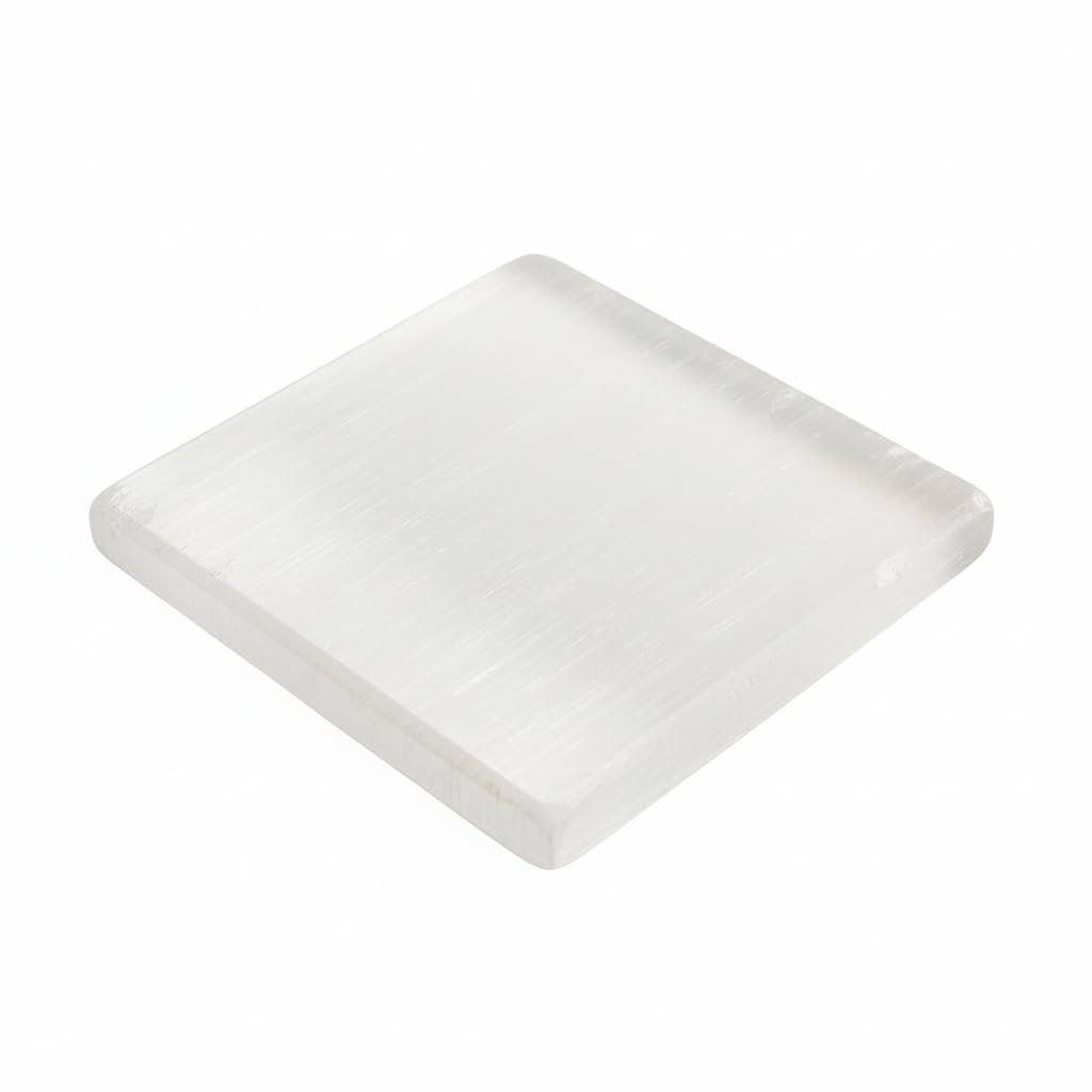 Natural Selenite Crystal Charging & Cleansing Plate | Recharging Energy Plate for Bracelets, Stones & Jewelry | Spiritual Décor for Peace, Clarity & Positive Aura (8 cm)