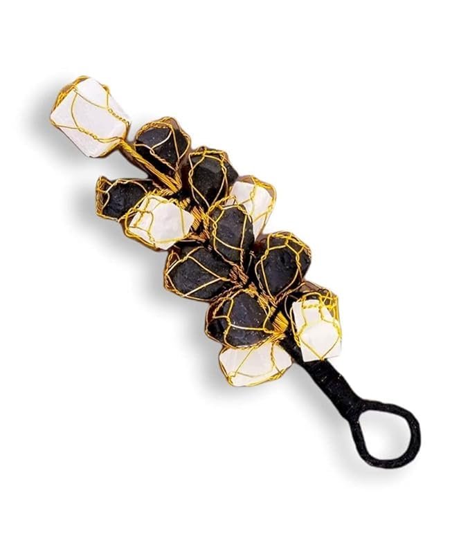Handcrafted Crystal Door Hanging with Black Tourmaline & Selenite | 5-inch Gold Wire-Wrapped Nazar Battu for Home Entrance | Evil Eye Protection Décor for Doors Pack of 1