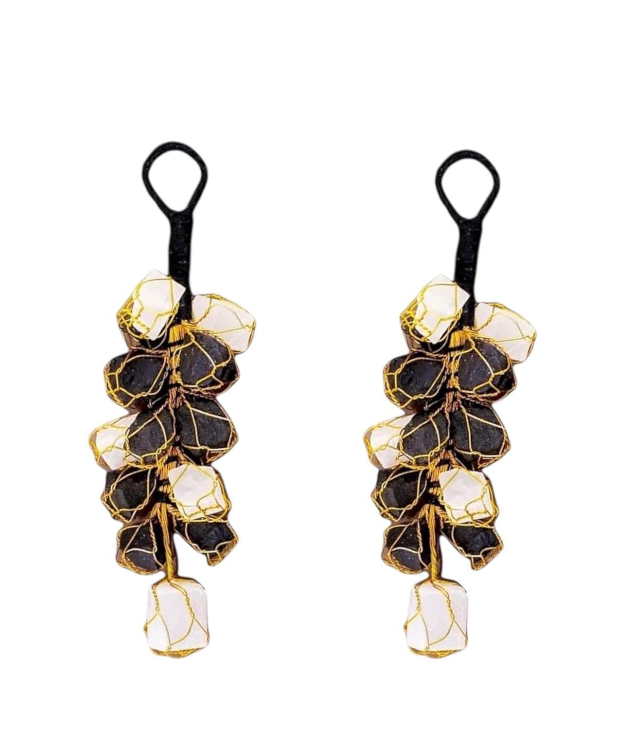 Handcrafted Crystal Door Hanging with Black Tourmaline & Selenite | 5-inch Gold Wire-Wrapped Nazar Battu for Home Entrance | Evil Eye Protection Décor for Doors Pack of 1