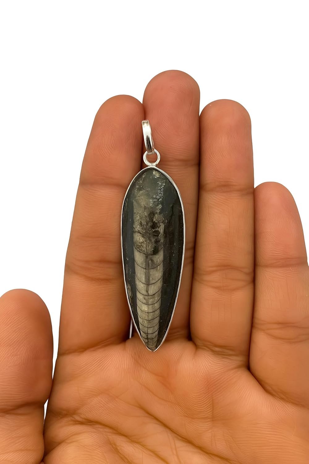 Kuber Stone Orthoceras Fossil | Natural Black & Grey Ancient Marine Stone | Handcrafted Healing Crystal for Home Decor, Reiki, Vastu, Laxmi Pooja, Meditation & Spiritual Gifting