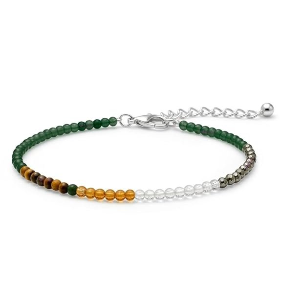Wealth Attraction Dhan Yog Anklet for Women | Pyrite, Citrine, Green Aventurine Gemstone Anklet | Lucky Astrology jewellary for Prosperity & Success | Adjustable Fit