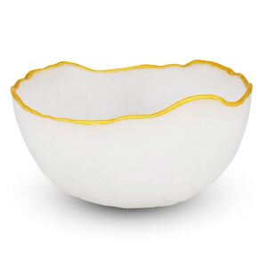 Selenite Crystal Money Bowl with Golden Rim | 13 cm Natural Selenite Vastu & Feng Shui Decor | Charging Bowl for Crystals, Wealth Attraction & Home/Office Prosperity