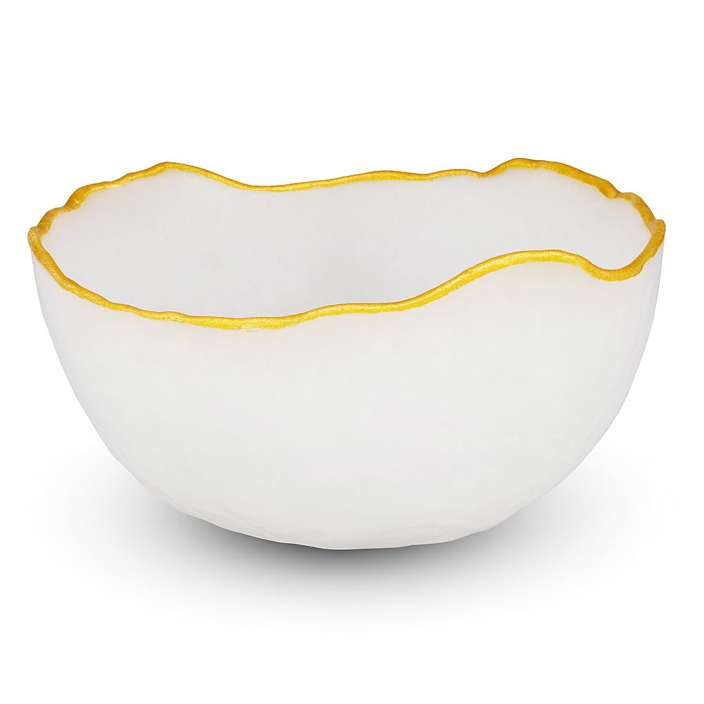 Selenite Crystal Money Bowl with Golden Rim | 13 cm Natural Selenite Vastu & Feng Shui Decor | Charging Bowl for Crystals, Wealth Attraction & Home/Office Prosperity