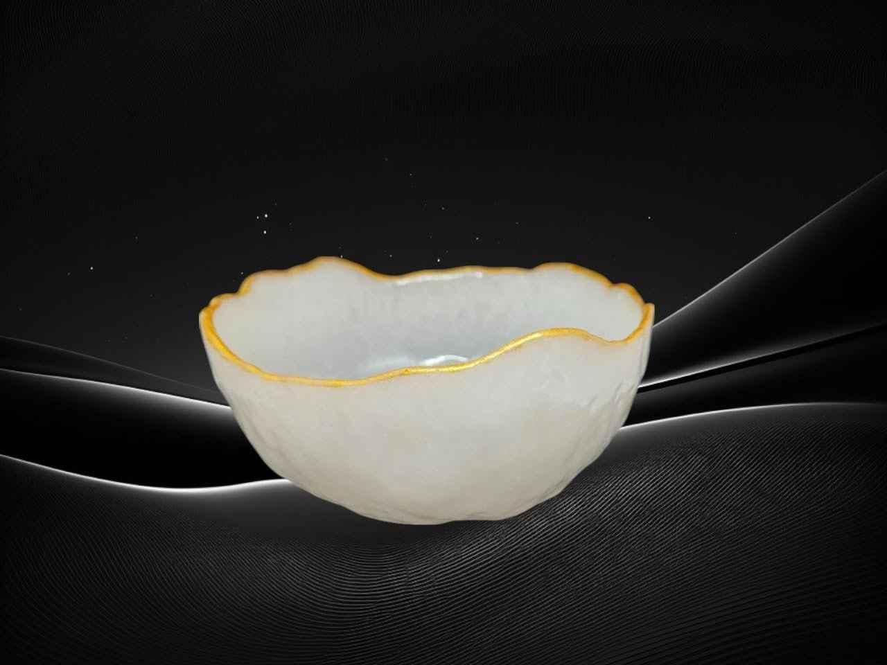 Selenite Crystal Money Bowl with Golden Rim | 13 cm Natural Selenite Vastu & Feng Shui Decor | Charging Bowl for Crystals, Wealth Attraction & Home/Office Prosperity
