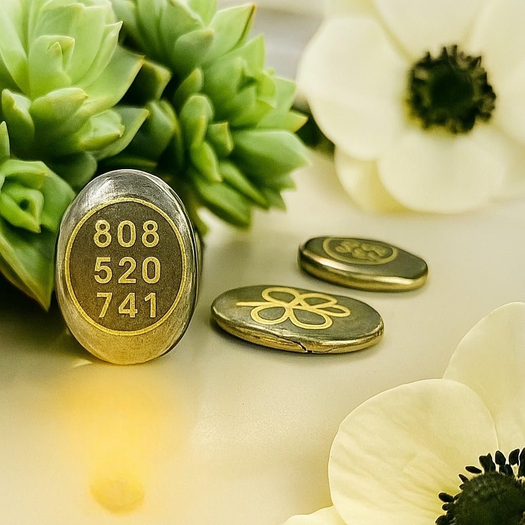 Good Luck Stone Pyrite Zibu Symbol Coin – 808 520 741 | Fortune & Wealth Magnet for Financial Growth, Reiki Healing & Vastu Decor – Home & Office Pack of 1