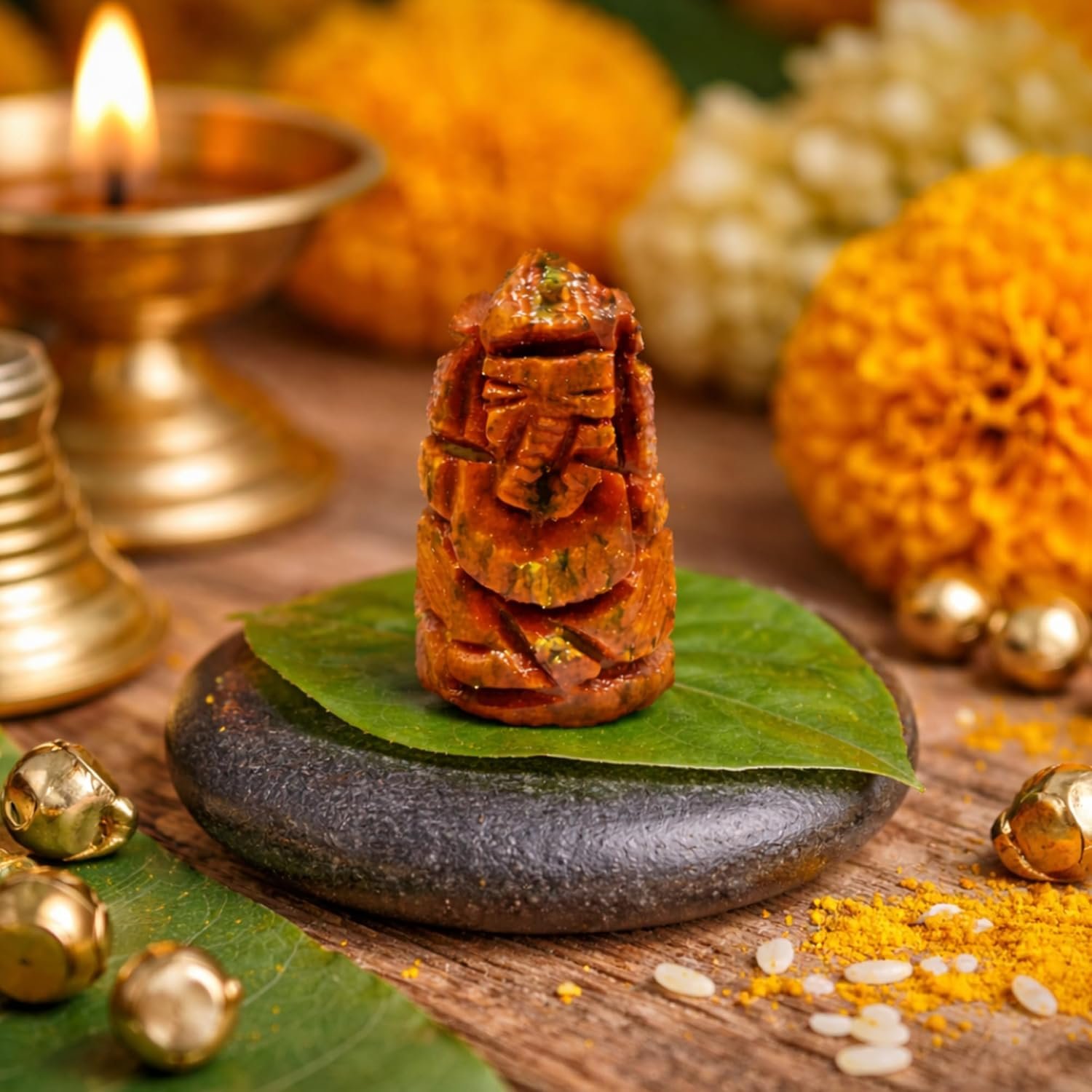 Haldi Ganesh Idol (2 cm) | Original Turmeric Ganpati Murti for Puja | Auspicious for Diwali, Ganesh Chaturthi, Lakshmi Puja | Mini Sacred Idol for Home Temple