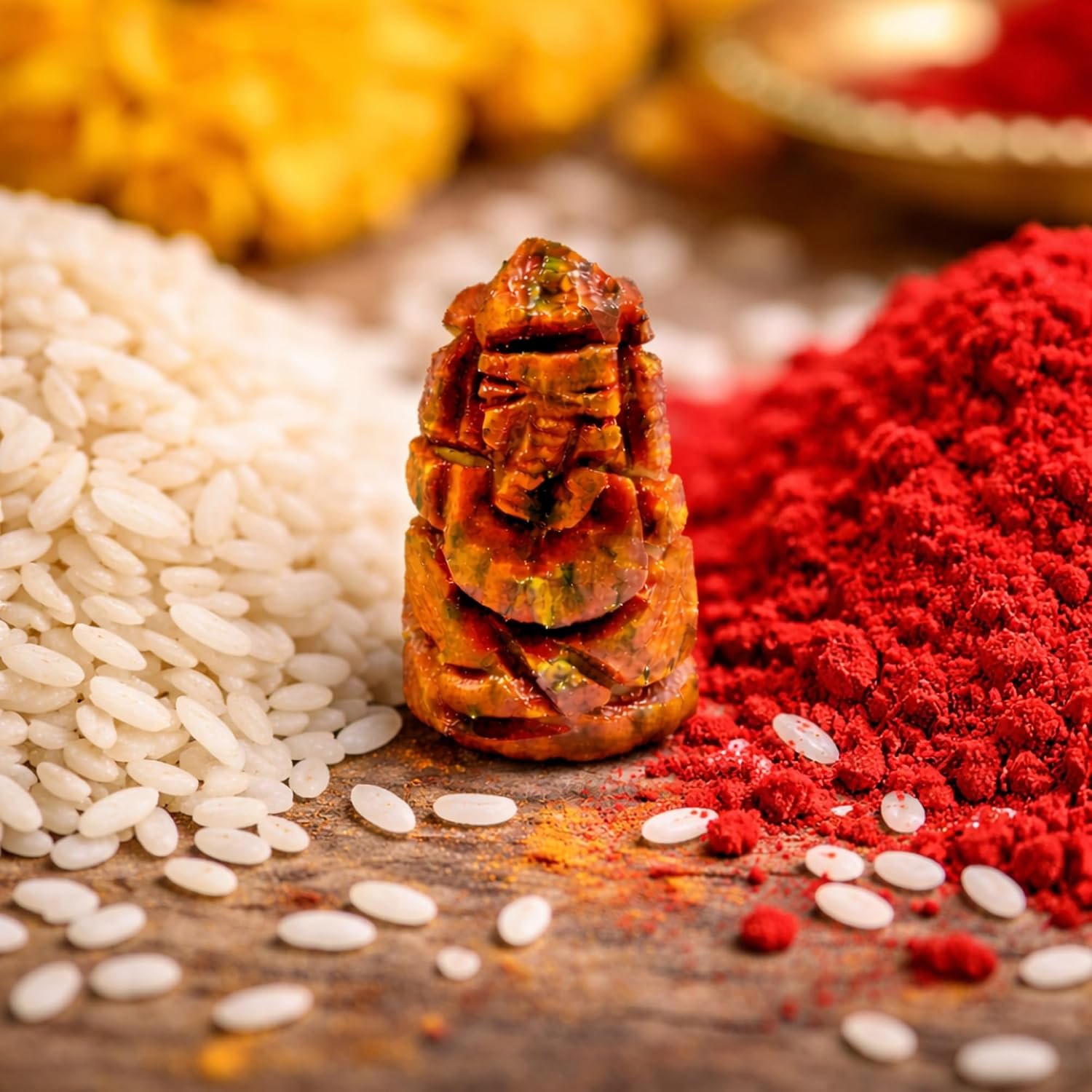 Haldi Ganesh Idol (2 cm) | Original Turmeric Ganpati Murti for Puja | Auspicious for Diwali, Ganesh Chaturthi, Lakshmi Puja | Mini Sacred Idol for Home Temple