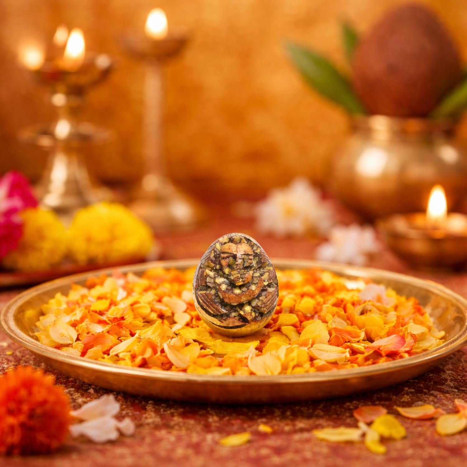 Supari Ganesh Idol, Natural Betel Nut, 2 cm, for Pooja, Diwali, Lakshmi Puja, Vastu, Mandir and Ritual Use