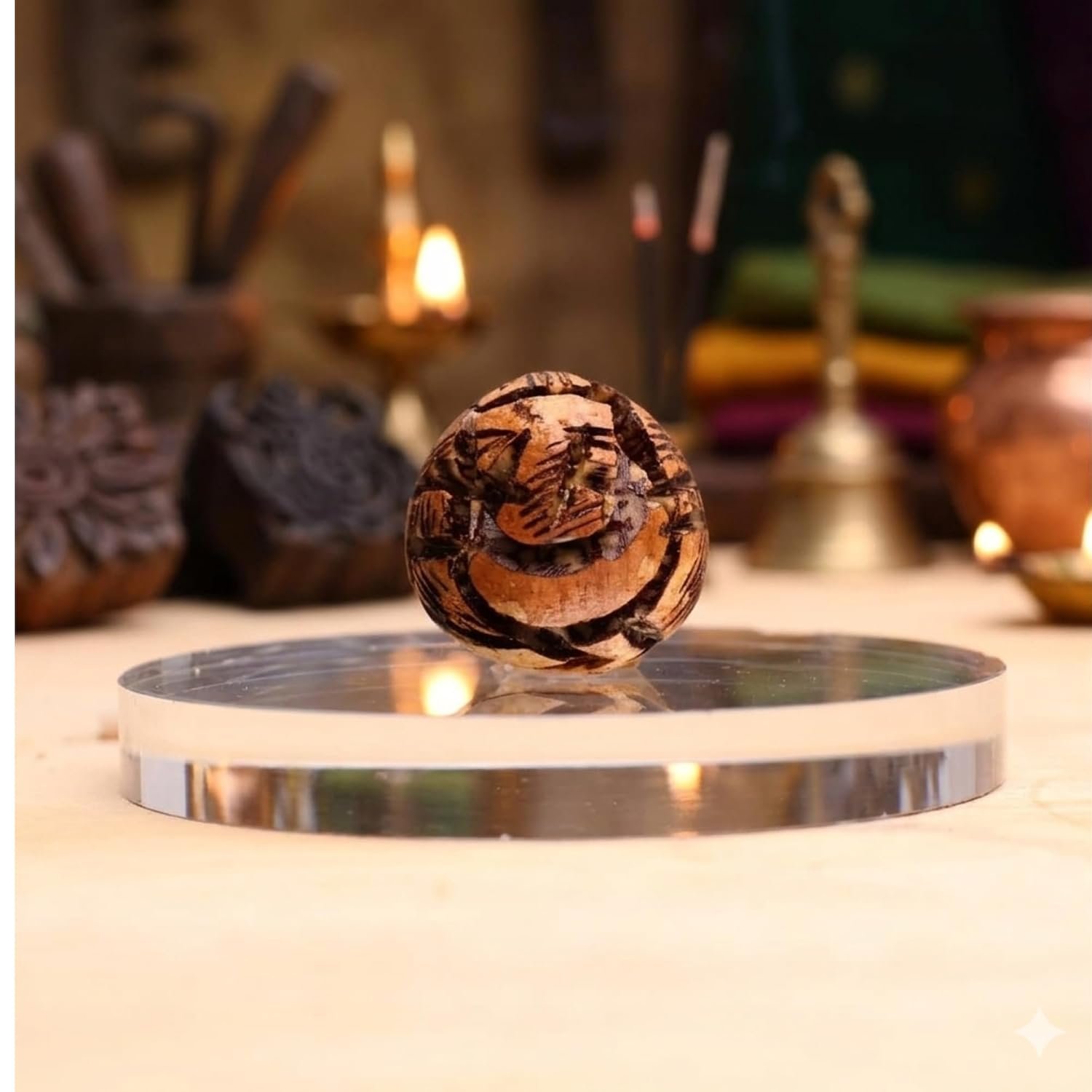 Supari Ganesh Idol, Natural Betel Nut, 2 cm, for Pooja, Diwali, Lakshmi Puja, Vastu, Mandir and Ritual Use